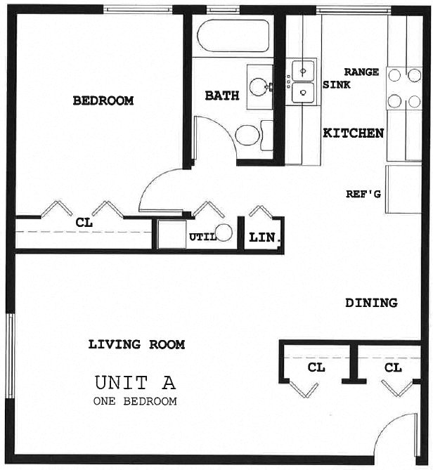 Floor plan for 1 bed